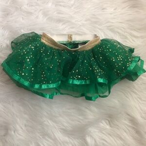Green/gold sparkle infant baby girl tutu & skirt